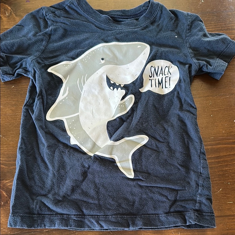 Shark Graphic Kids T-Shirt - Navy Blue